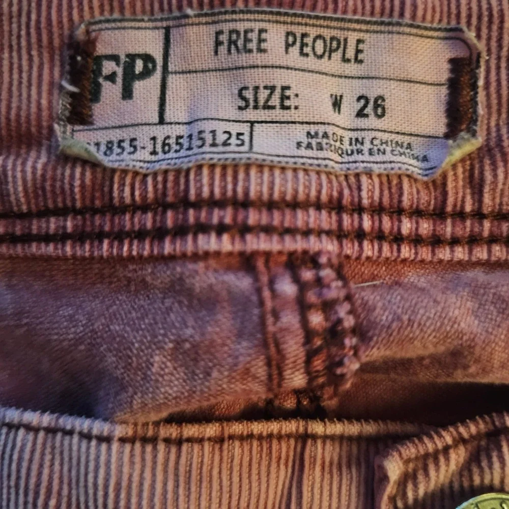 Free People Acid Wash Pink Corduroy Skinny Pants Women's W26 Mid‎ Rise